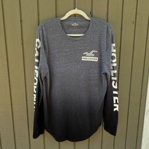 Hollister Heather Grey/Black Ombré Logo Tee Medium